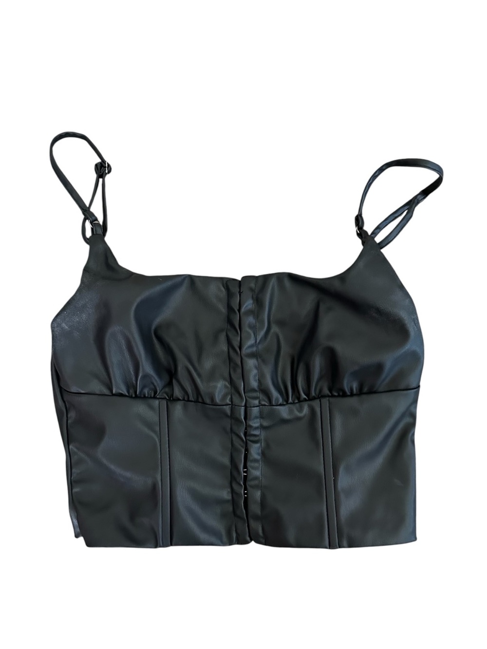 Princess Polly Black Vegan Leather Bustier Camisole